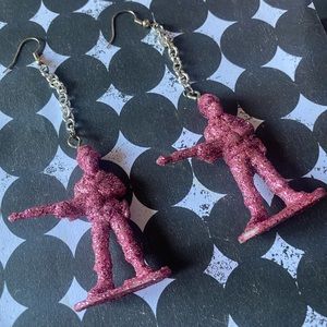 Pink Glitter Toy Soldier Earrings
